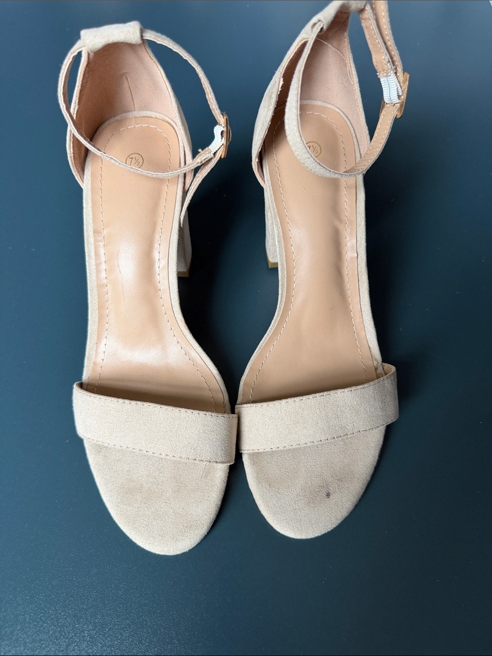 Classic Beige Ankle-Strap Block Heel Sandals - Women
